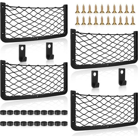 Auto-aufbewahrungsnetz, Kofferraum-aufbewahrungsnetz, Große Größe, Auto-taschen-organizer-tasche Für Auto, Wohnmobil, Boot, Zuhause (36,5 X 18,5 Cm (4 Stück))