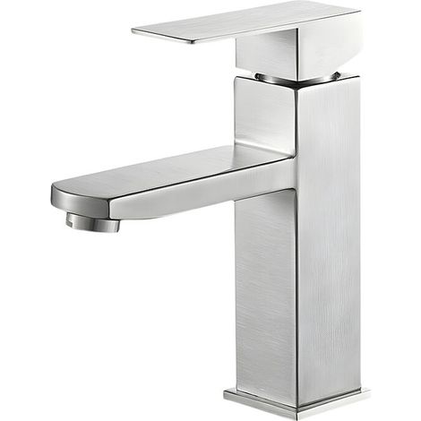 Badezimmer-wasserhahn, Quadratischer Waschbecken-mischer, Warm- Und Kaltwasser-wasserhahn, Badezimmer-mischer Aus Edelstahl (ohne Einlassrohr)
