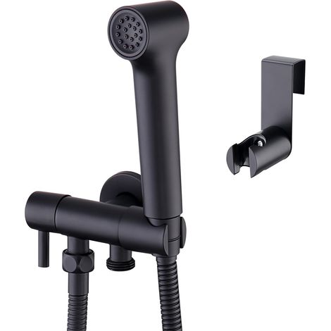 Bidet-handbrause, Persönliches Hygiene-set Für Toilette, Wc, Badezimmer, Hut-wasserhahn Mit Verstellbarer Spritzpistole, Handbrause Für Bidet, Wandmontage, Schwarzes Messing