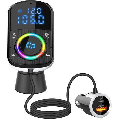 Bluetooth-fm-transmitter, Bluetooth 5.0-autoradio-transmitter, Pd3.0 30 W Typ C Und Qc3.0, Freisprecheinrichtung Und Musikplayer