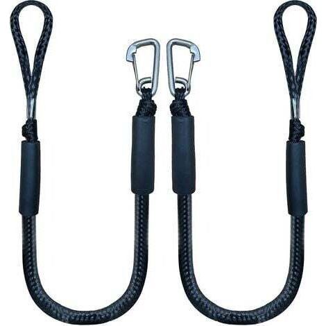 Bungee Dock Line Mit Haken, Schwarzes Festmacherseil Für Boot, 4 Fuß, 2er-pack Und Schwarz