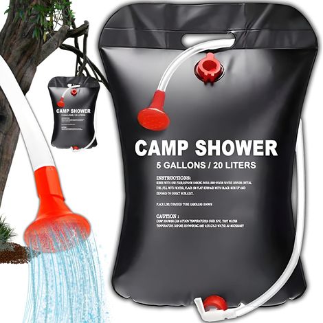 Campingdusche, 20 L/5 Gallonen, Solarheizung, Solardusche, Outdoor-gartendusche, Tragbare Solar-wassertasche Für Garten, Reisedusche Mit Duschkopf