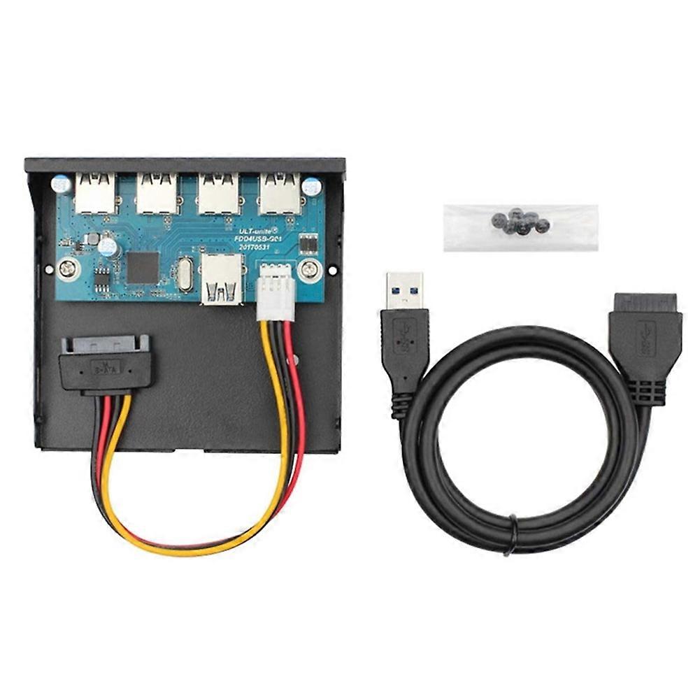 Câble Adaptateur Cablecc Usb 3.0 Pour Panneau Avant Vers Hub Usb-c Et Usb 3.0 Pour Baie De Disquettes 3,5" À 4 Ports Pour Carte Mère