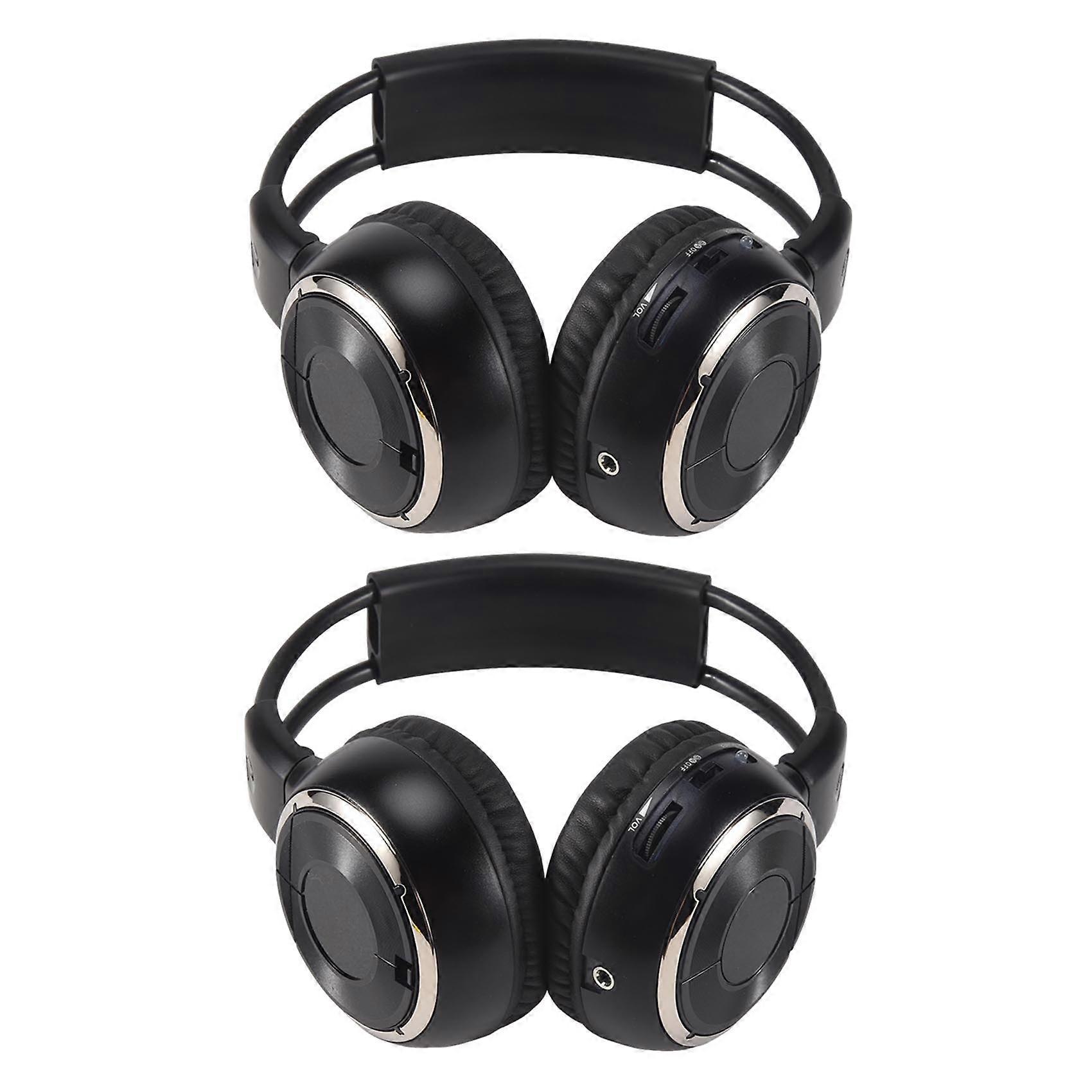 2 X Casque Audio Stéréo Infrarouge Sans Fil Double, Compatible Avec Lecteur Dvd De Voiture Et Appui-tête, Noir