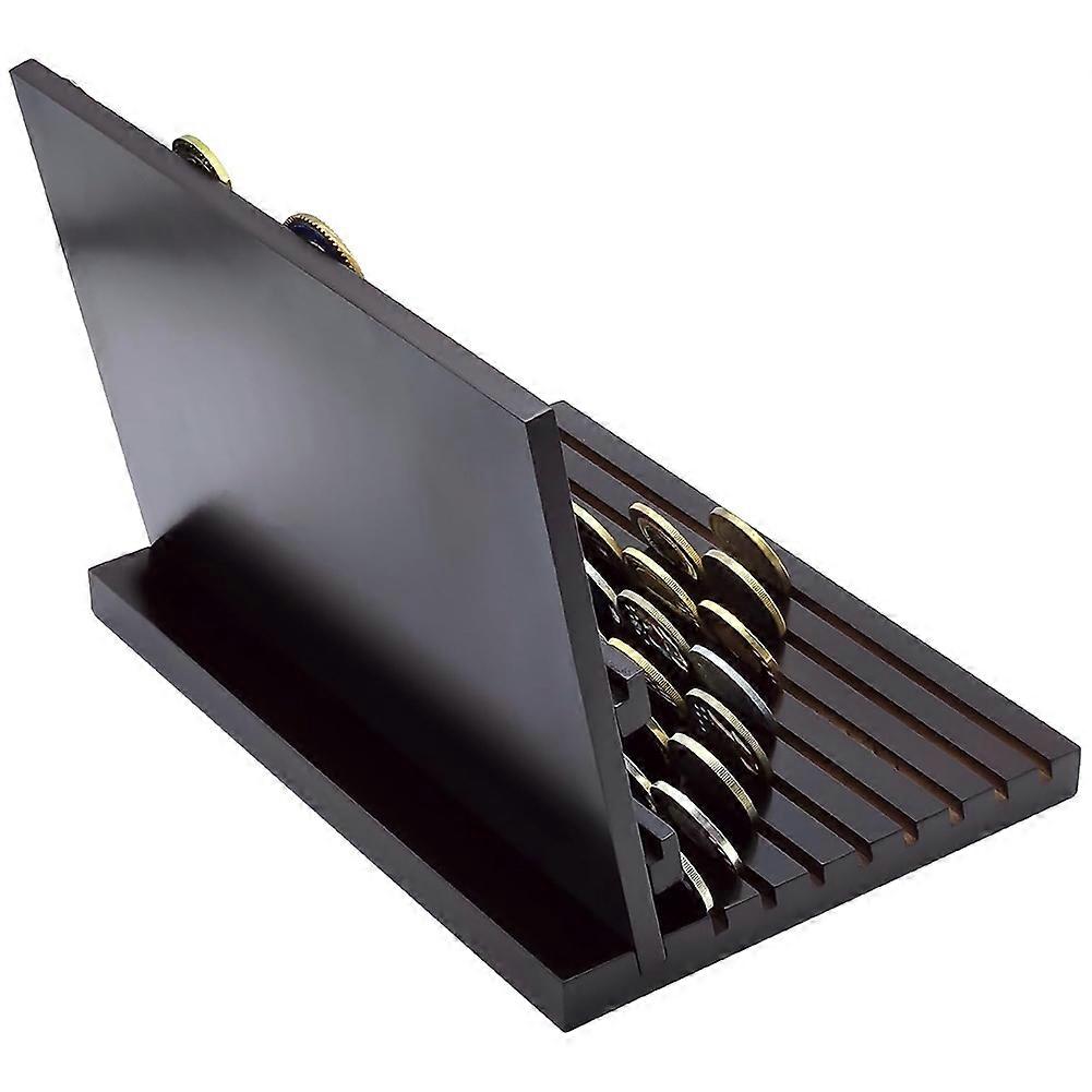 Porte-monnaie En Bois Noir, Support À Pièces Avec Base Inclinée, Pouvant Contenir 80 Pièces, Idéal Pour Les Collectionneurs.