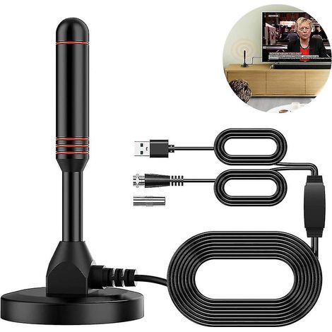 Crea – Hdtv-terrestrische Innenantenne Mit Verstärker – 25 Dbi Gewinn – Kabellänge 1,5 M – Reichweite Bis Zu 120 Meilen – Vhf/uhf-frequenzen