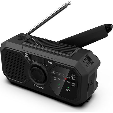 Csparkv – Am/fm-survival-solarradio Mit Kurbel – 1200-mah-akku – Usb-c – Led-taschenlampe – Sos-alarm – 30 Cm Teleskopantenne