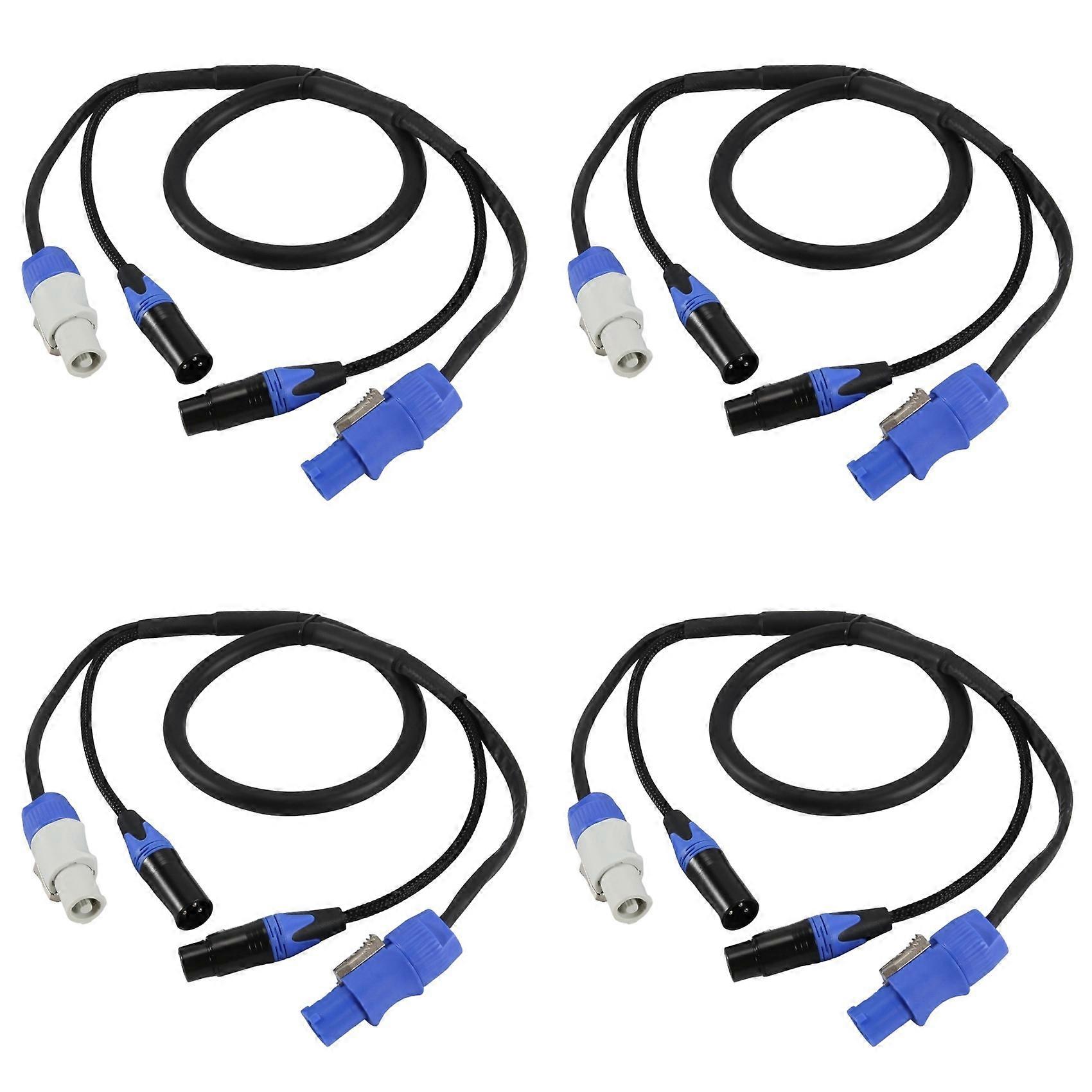 Câble Combo Powercon 3 Broches Xlr 1 M Dmx512 Pour Éclairage De Scène Et Écran Led (4 Connecteurs)