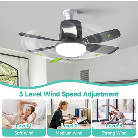 Deckenventilator Mit Licht Und Fernbedienung, Leise Deckenventilatorlampe, Kleine Led-deckenventilatorleuchte Mit 6 Flügeln Für Schlafzimmer, 3 Geschwindigkeiten