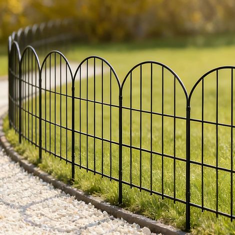 Dekorativer Gartenzaun Aus Metall, 60 Cm (h) × 33 Cm (b), 10 – Hundebarriere (10 Paneele, Gesamtlänge 3,3 M)
