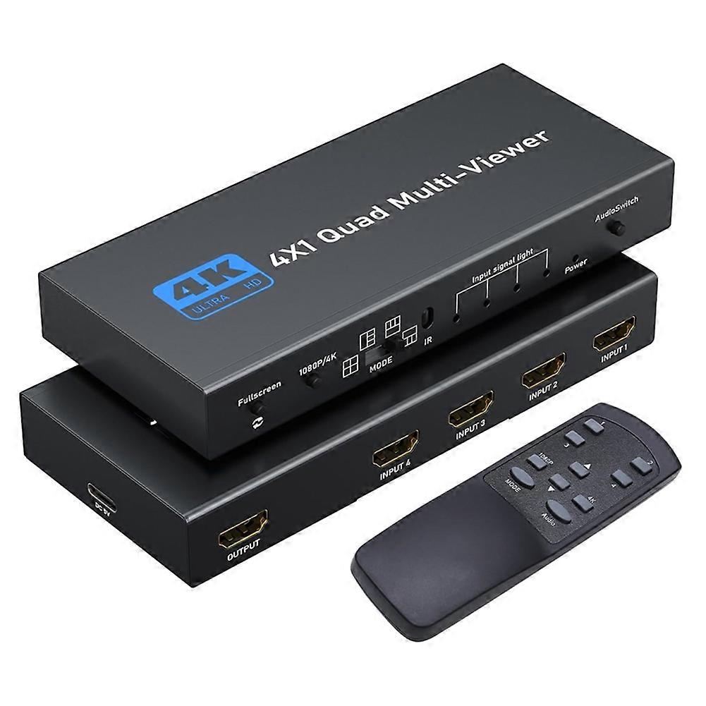 Multiviewer Quadruple Compatible Hdmi 4k (4 Entrées, 1 Sortie) Avec Commutation Fluide Pour Les Écrans 1080p, Compatible Avec Ps4, Appareils Photo, Pc Et Moniteurs Tv