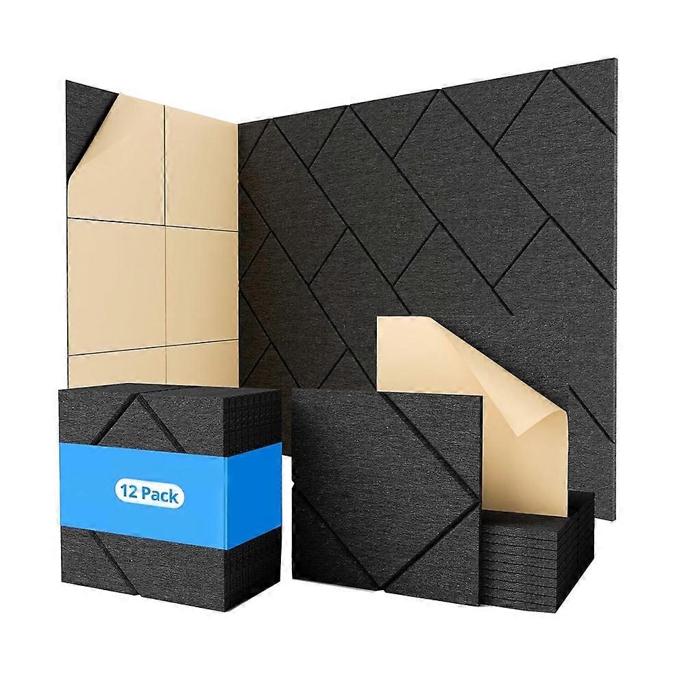 Lot De 12 Panneaux Muraux Insonorisants Autocollants, 30,5 X 30,5 X 1 Cm, Panneaux Acoustiques Pour Murs