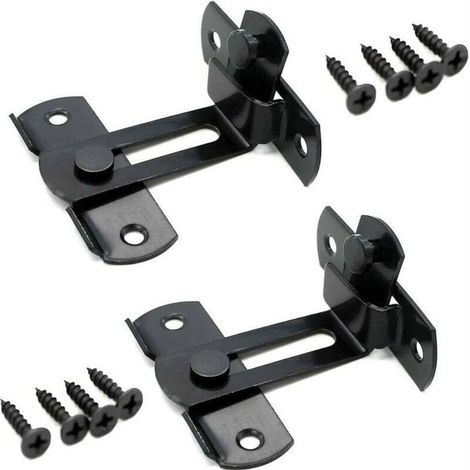 Diebstahlsichere Türschnalle, Türschnalle, Eckriegel, Türschnalle, Schiebetürschloss, 90 Grad, Schwarz, 76,2 Cm, 2 Stück