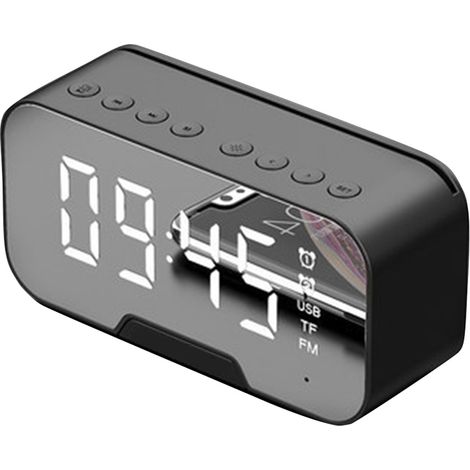 Digitales Uhrenradio, Ukw-radio Mit Bluetooth-lautsprecher, Dual-alarm, Großes Led-display, Musik-player, Ständer – Schwarz