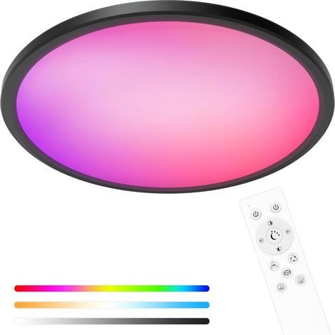 Dimmbare Led-deckenleuchte Mit Fernbedienung, 24 W Rgb-farbwechsel-deckenleuchte, 3000 K–6500 K Runde Deckenleuchten, 2400 Lm Deckenleuchte Für Schlafzimmer, Wohnzimmer, Küche, Ø30 Cm