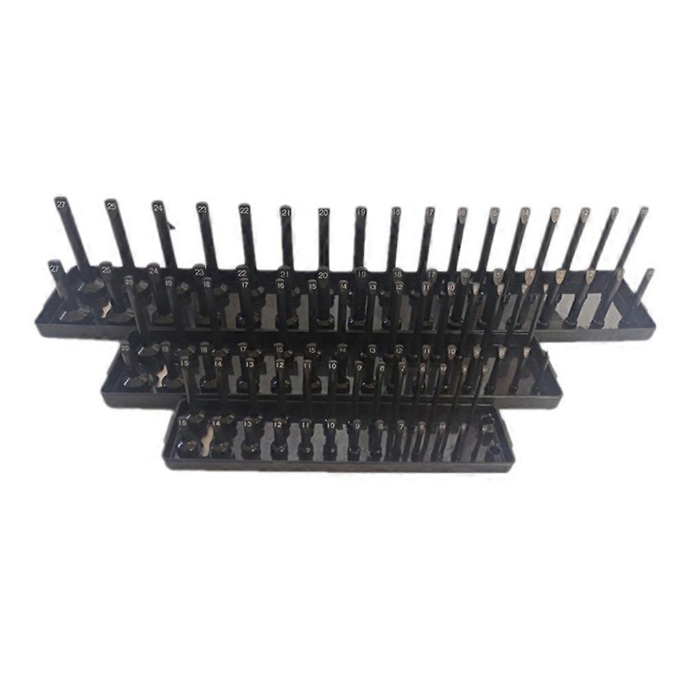 Ensemble De Rangement Pour Clés À Douille (6 Pièces), Noir, Supports Pour Clés À Douille Métriques (entraînements 1/4", 3/8" Et 1/2"), Supports Profonds Et Dissimulés.