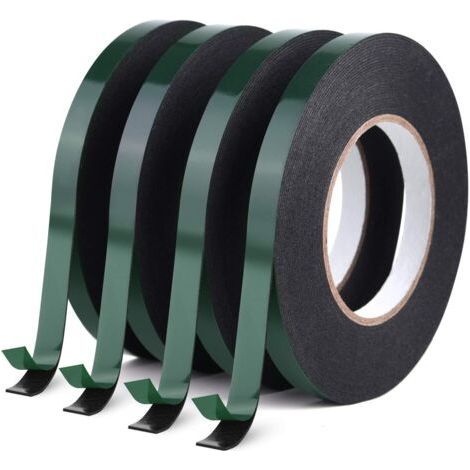 Doppelseitiges Schaumstoff-klebeband, Selbstklebend, Schwamm, Wasserfest, Montage-klebeband, Rolle, Kfz-qualität, Nummernschilder, Zierleisten, Schwarz, 12 Mm, 10 M Pro Rolle