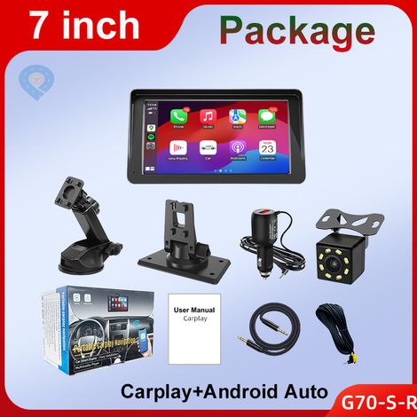 Drahtloses Tragbares Carplay-autoradio, 7-zoll-hd-touchscreen Mit Apple Carplay Und Android Auto, Rückfahrkamera, Zigarettenanzünder, Halterung, Für Alle Fahrzeuge