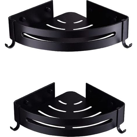 Duschregal, 2 Duschablagen, Eckregal, Ohne Bohren (schwarz),