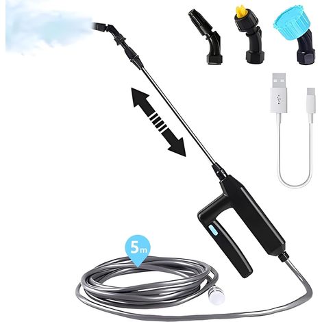 Elektrische Gartenspritze 7,4 V/1 A – Für Dächer – 3 Düsen + 5 M Schlauch – Usb-aufladbar