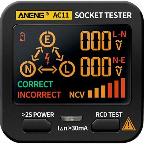 Elektrischer Steckdosentester, Leckdetektor, Flüssigkristallanzeige, Erdungsdraht, Nulldraht, Feuerdraht, Phase, Multifunktions-elektroskop, Rcd, Ncv, Schaltkreistester, Polaritätsdetektor, Eu-stecker