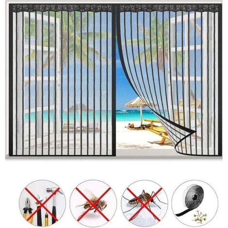 Enowelir Magnetisches Fliegengitterfenster, Automatisch Geschlossen, Fenstertür-moskitonetz Ohne Bohren, Für Die Meisten Arten Von Fenstern Oder Balkontüren, Schwarz-100 X 100 Cm