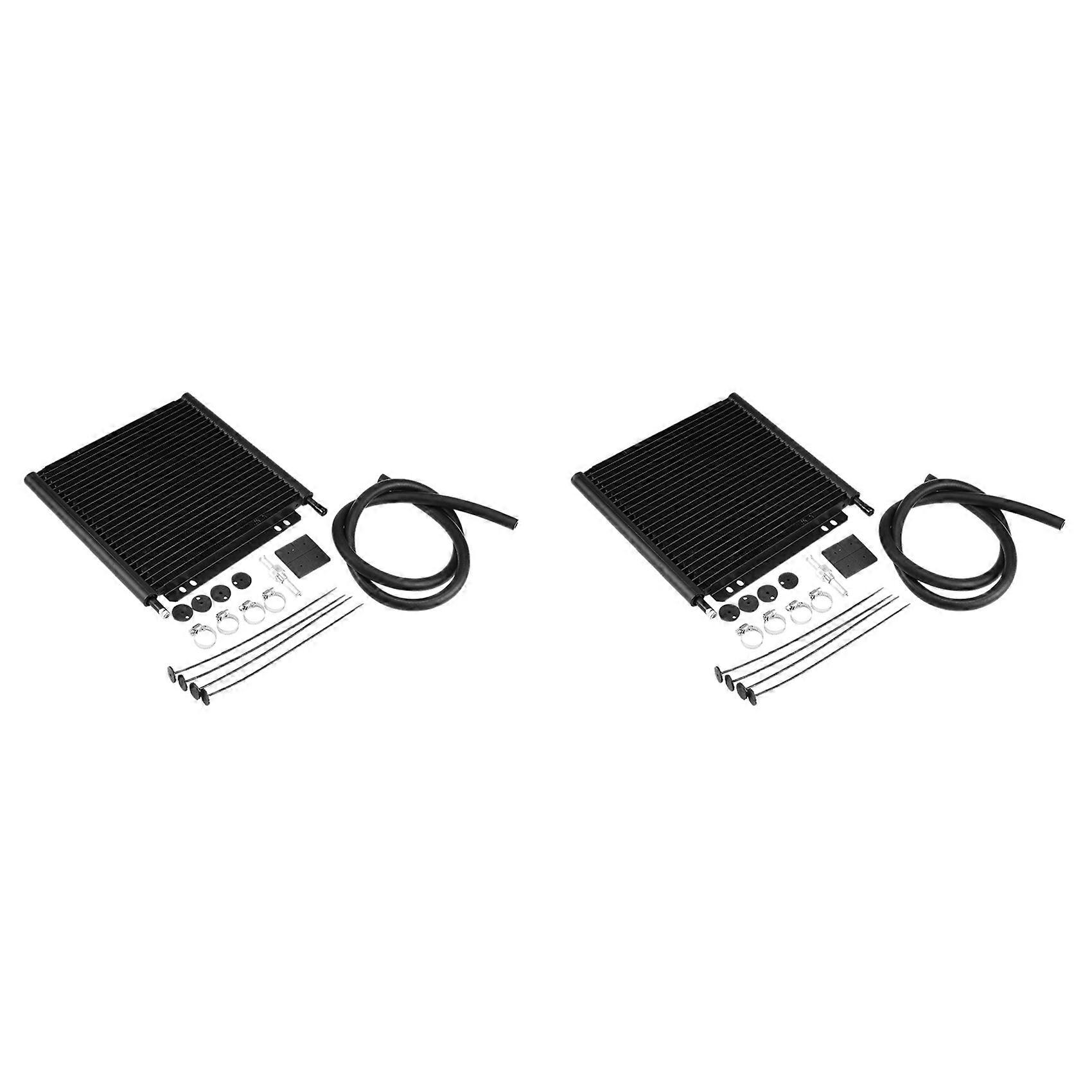 Refroidisseur D'Huile Universel 2 X 25 Rangées, Refroidisseur D'Huile De Transmission En Aluminium, Radiateur De Refroidissement D'Huile À Plaques Empilées Automatiques