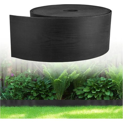Flexible Rasenkante In Holzoptik – Kunststoff – Länge: 10 M – Höhe: 13 Cm – Schwarz