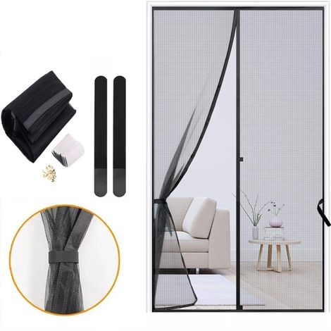 Für Schiebetür-moskitonetz, 240 X 140 Cm, Fliegenschutzvorhang, Automatisch Schließendes Moskitonetz, Fenstertür Ohne Bohren, Einfach Zu Installieren Für Küche/wohnzimmer/schlafzimmer – Schwarz