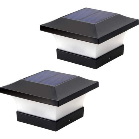 Galozzoit – 2er-pack 6000 K Led-solarleuchten Für 4 X 4, 5 X 5, 6 X 6 Pfosten – Außenbeleuchtung Mit Hoher Helligkeit – Installation In Hartholz