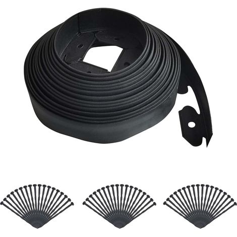 Garteneinfassungsset, Kein Graben, 10 M Lang, 10 Cm Hoch, Garteneinfassungsränder Mit 30 Pfählen, Flexibles Rasenkantenset Für Blumenbeete, Hof, Einfahrt, Einfassung