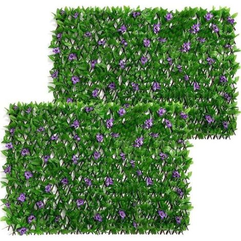 Gartenspalier Mit Künstlichen Blättern, Heckenwand, Erweiterbarer Sichtschutzzaun, Künstliche Laubhecke Mit Blume