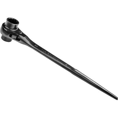 Gerüstratsche, 19/22 Mm, Rechts/links Umschaltbarer Gerüstschlüssel, Schwarze Phosphatierung, Korrosionsbeständig, Doppelhülse, Rollende Gerüstratsche