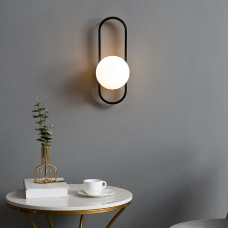 Glas-wandleuchten Für Den Innenbereich, Moderne Kugelförmige Wandleuchten Mit Eisensockel, E27, Einfache Wandleuchte, Nachttisch-wandlaterne, Wohnzimmer, Arbeitszimmer, Wandleuchte