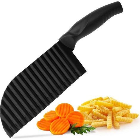 Honornic – 29 Cm Lange Gewellte Klinge Aus Edelstahllegierung Mit Ergonomischem Pvc-griff – Gemüseschneider Und Pommes-frites-schneider