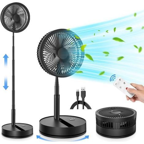 Honornic – 23 Cm Tragbarer Oszillierender Ventilator Mit Fernbedienung, Leise, 4 Modi/timer, 7200 Mah Akku, Wiederaufladbar Über Usb