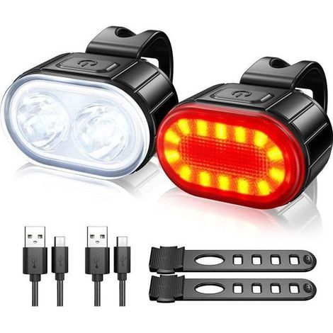 Honornic – Fahrradlicht-set, Ipx5 Wasserdichtes Fahrradlicht, Wiederaufladbare Usb-fahrradlichter, Rennradlicht Vorne Und Hinten, 4–6 Modi