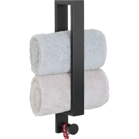 Handtuchring Mit Badezimmerhaken, Wandmontierter Handtuchhalter Aus Edelstahl Sus304 Für Küchenspüle, Toilette, 30 Cm, Mattschwarz, Egkn2210-300-b
