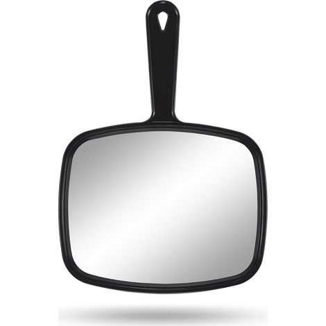 Handspiegel, 23 Cm L X 31,5 Cm B, Friseursalonspiegel Mit Griff, Schwarzes Quadrat