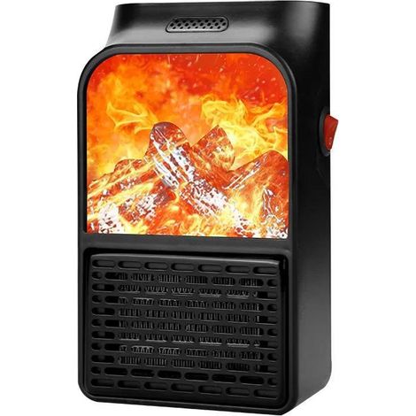 Heizung, 500 W, Plug-in-kleinflammenheizung, Tragbare Mini-heizung, Überhitzungsschutz, Geeignet Für Den Einsatz Im Home-office-schlafzimmer, 11,59,516,5 Cm, Schwarz, 1 Stk