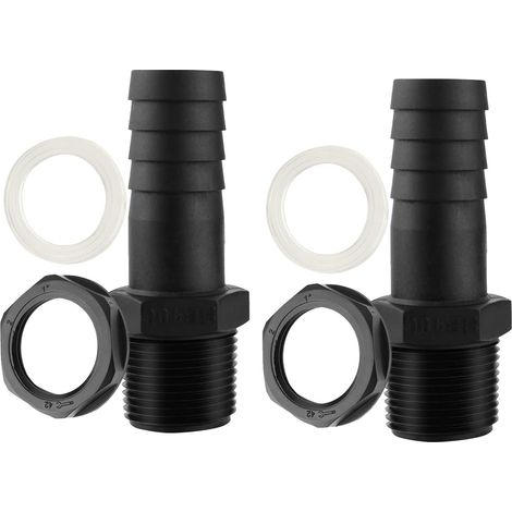 Set Mit 2 Tanküberlaufarmaturen 25 Mm – Schottverschraubung – Außengewinde – 1000-liter-wassertank – Dichtungen Inklusive (9,8 X 2,5 X 3 Cm)