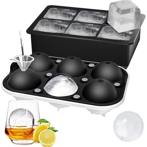 Kugelförmiger Eisbereiter Mit Deckel Für Whiskey, Cocktails Und Hausgemachte Getränke, Hält Getränke Kalt, Schwarz