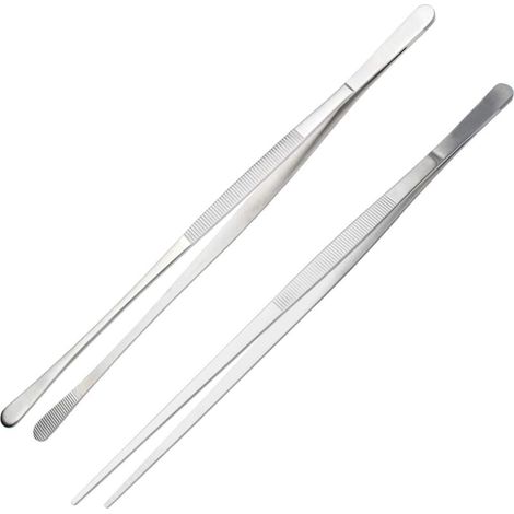 Küchenzange, Edelstahl-küchenzange, Große Küchenzange, Präzisions-küchenzange, Küchenpinzette, Grillzange Zum Kochen, Flache Küchenzange, 2 Stück, 30 Cm