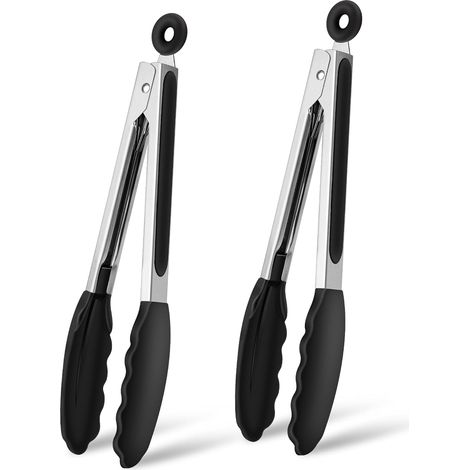 Küchenzange, 2er-set, Lebensmittelzange Aus Edelstahl Und Silikon Und Rutschfester Griff, Hitzebeständige Küchenzange, Ideal Zum Grillen, Heißluftfritteuse, Grill (26 Cm)