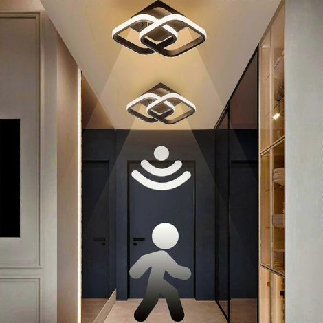 Led-deckenleuchte Mit Integriertem Bewegungssensor, 22 W, Warmweiß, Maße: 24 × 20 × 9 Cm, Ideal Für Flure, Garagen Und Badezimmer.