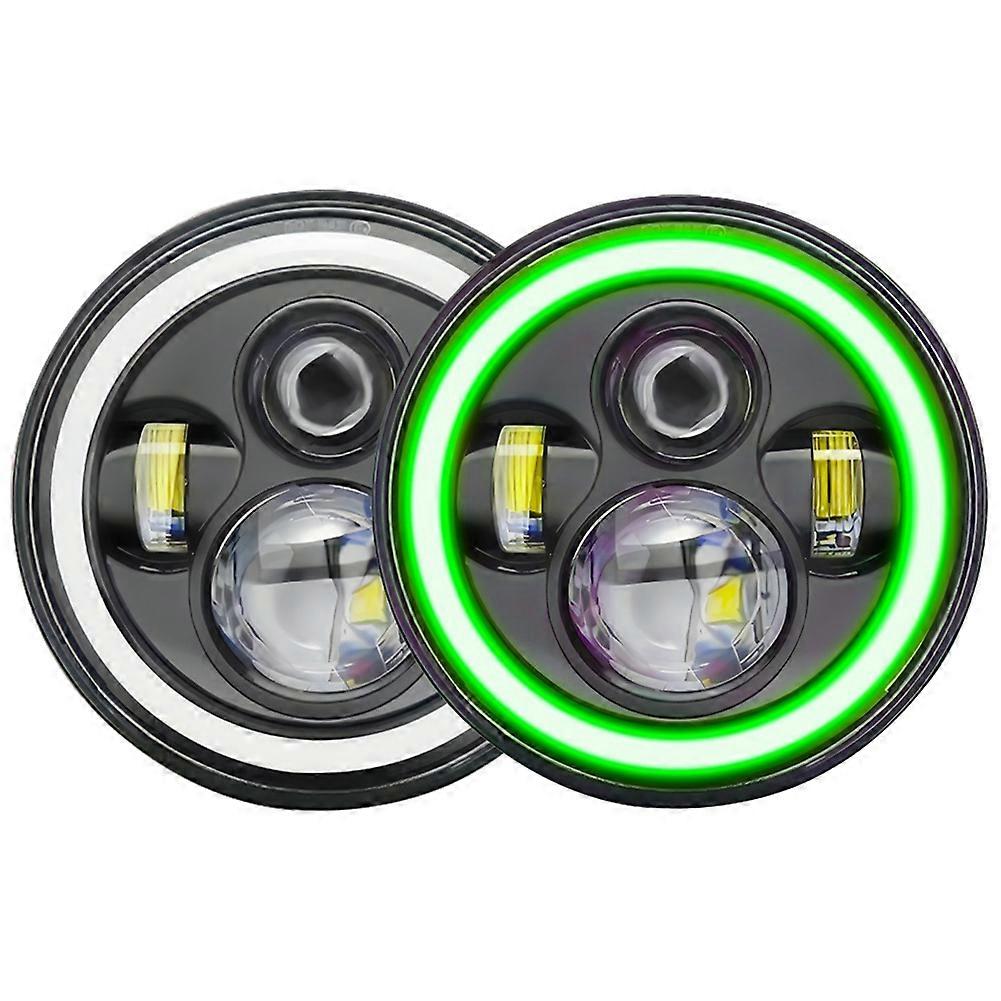 7-zoll-halo-led-scheinwerfer Mit Fern- Und Abblendlicht, Vert Tagfahrlicht Et Gelbem Blinker Pour Jeep Wrangler Jk Tj Cj (vert)