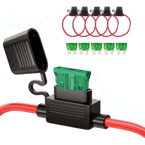 Lntyq 5 Stück Auto-wasserdichter Steck-flachsicherungshalter Mit Draht, Max. 32 V/30 A, Für Mittelgroße Pkw-lkw Mit Vollständig Geformtem Gehäuse