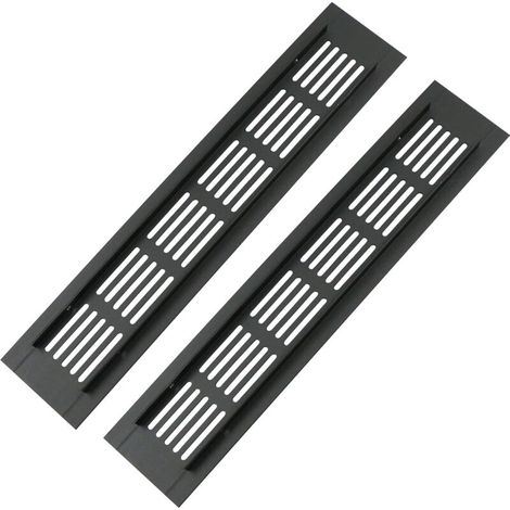 Lntyq – Packung Mit 2 Rechteckigen Lüftungsschlitzen Aus Aluminium, 250 X 50 Mm – Effiziente Belüftung Für Schränke, Küchen Und Büros – Schwarz
