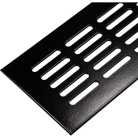Lntyq – Quadratisches Lüftungsgitter 600 X 80 Mm – Schwarz Eloxiertes Aluminium – Luftdurchlass 71 Cm² – Schnelle Montage Für Heizung Und Belüftung
