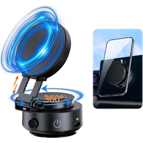 Magnetischer Autotelefonhalter Mit Elektrischem Saugnapf Und 360°-drehung Mit Dämpfung, Ausziehbarer Arm, Faltbar, Universell